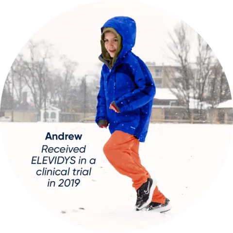 Andrew received ELEVIDYS in a clinical trial in 2019 