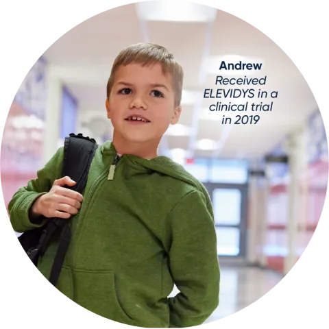 Andrew received ELEVIDYS in a clinical trial in 2019 